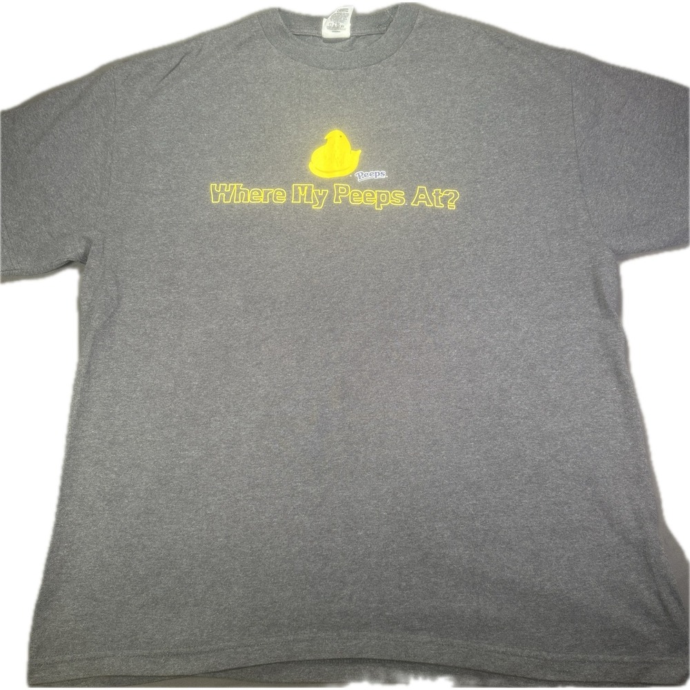 Trau Loevner Mens Peeps Graphic TShirt Large Gray Where My Peeps At Short Sleeve